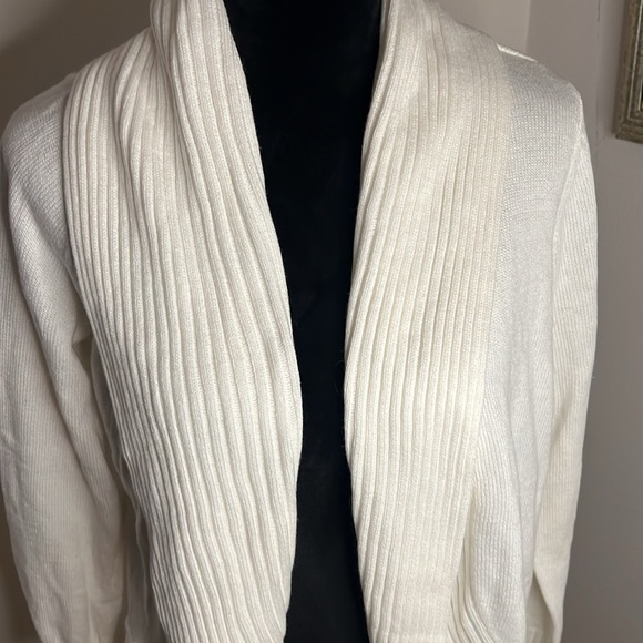 Chico’s Roxanne Rib Cocoon open cardigan sweater in Ecru Sz 2 / L new - Picture 2 of 9